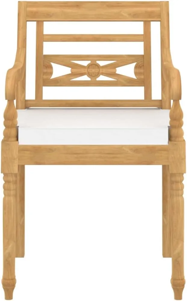 6-Piece Teak Wood Outdoor Dining Chairs with Cream Cushions - Patio Furniture Set, Solid Wood Lounge Chairs for Poolside Backyard Beach Camping 21.7x20.3x33.1 Inch
