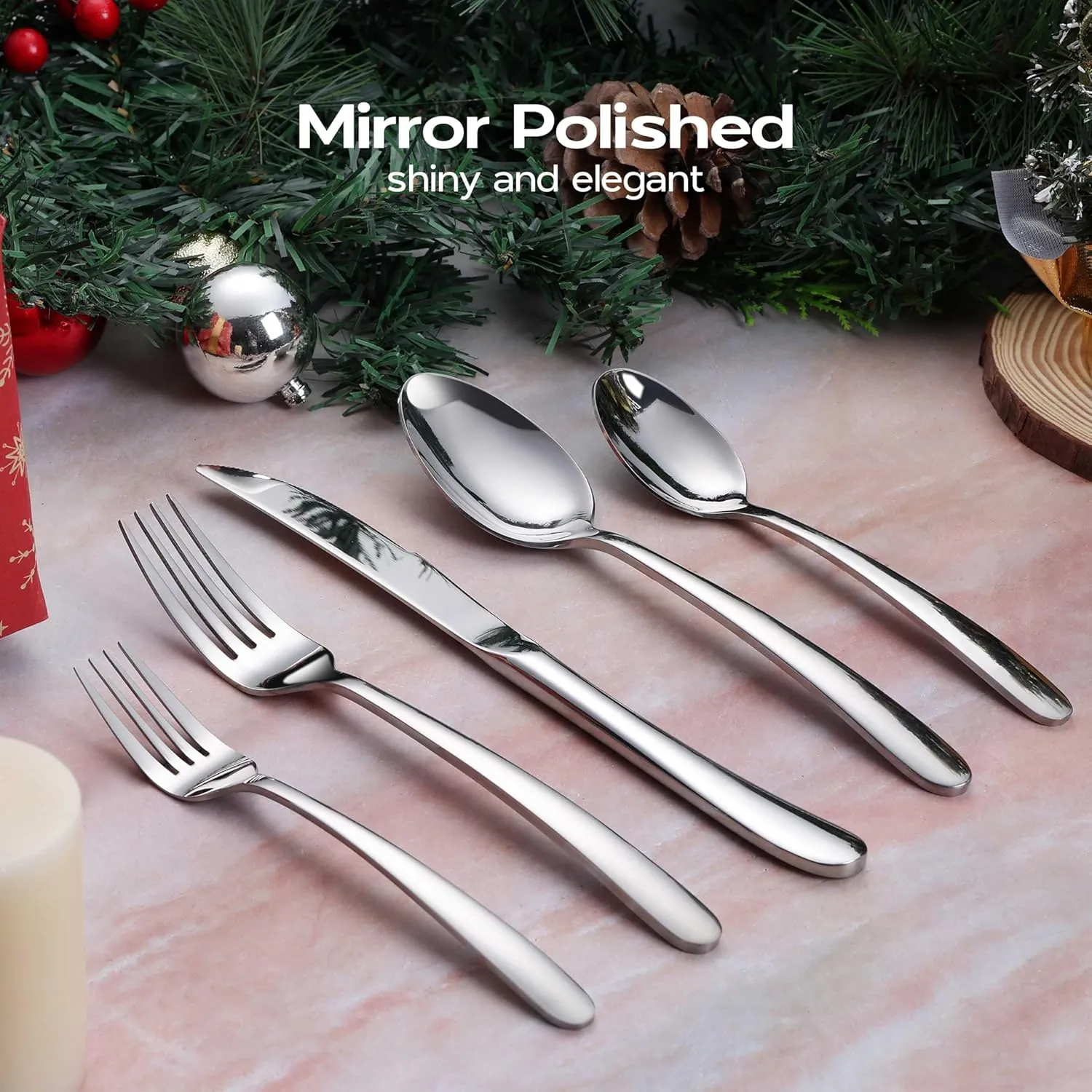 60 Piece Heavy Duty Silverware Cutlery Set for 12 Stainless Steel Flatware Set