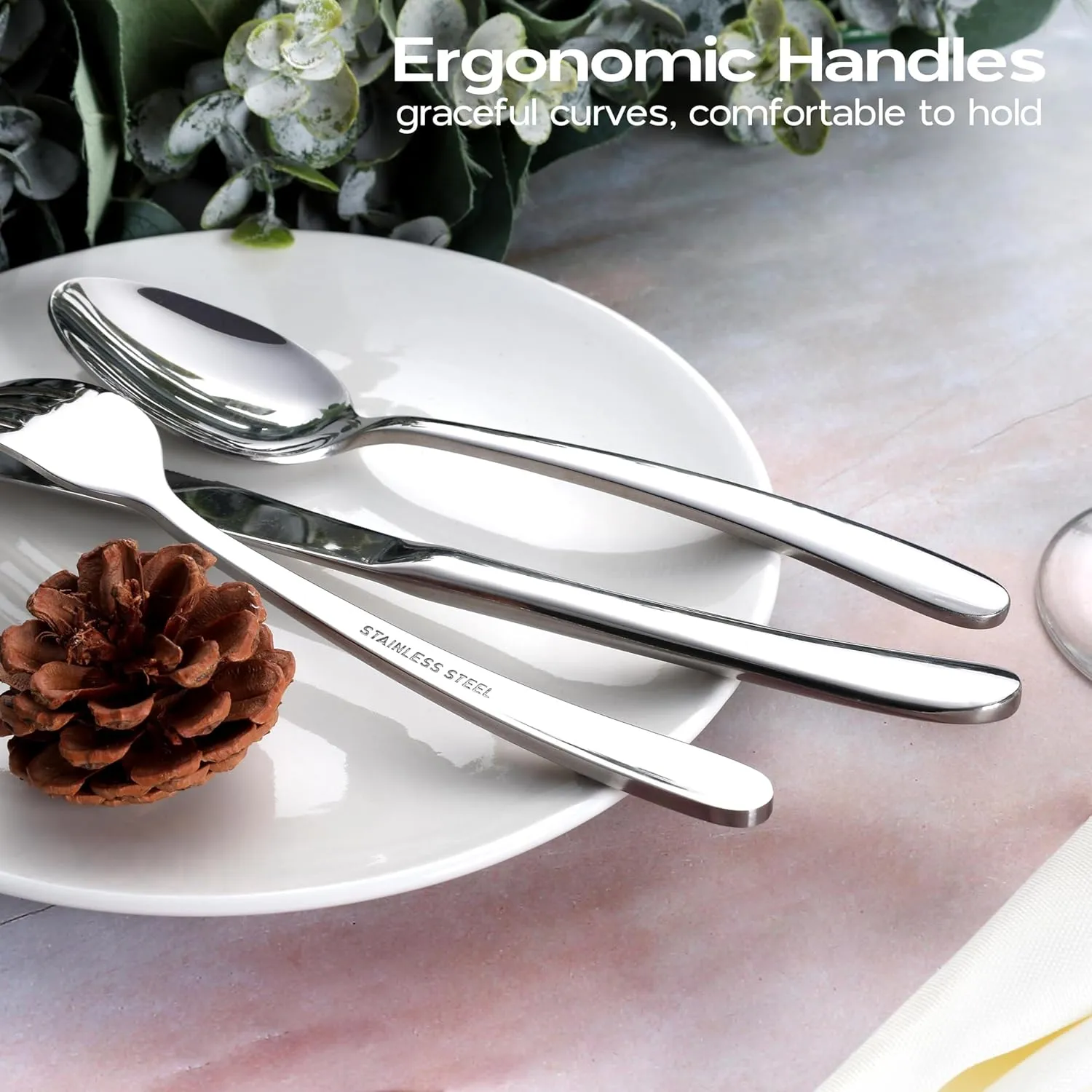 60 Piece Heavy Duty Silverware Cutlery Set for 12 Stainless Steel Flatware Set