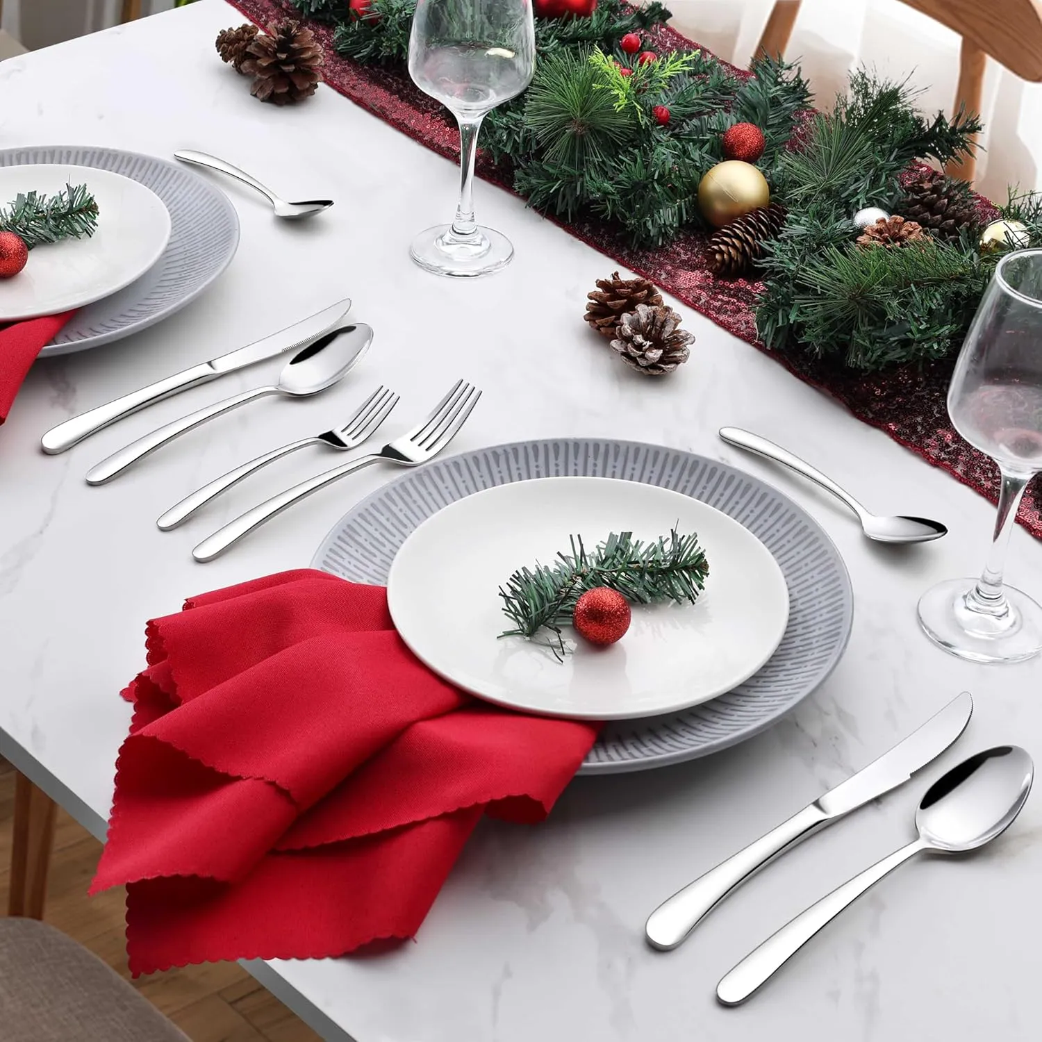 60 Piece Heavy Duty Silverware Cutlery Set for 12 Stainless Steel Flatware Set