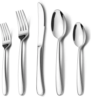 60 Piece Heavy Duty Silverware Cutlery Set for 12 Stainless Steel Flatware Set