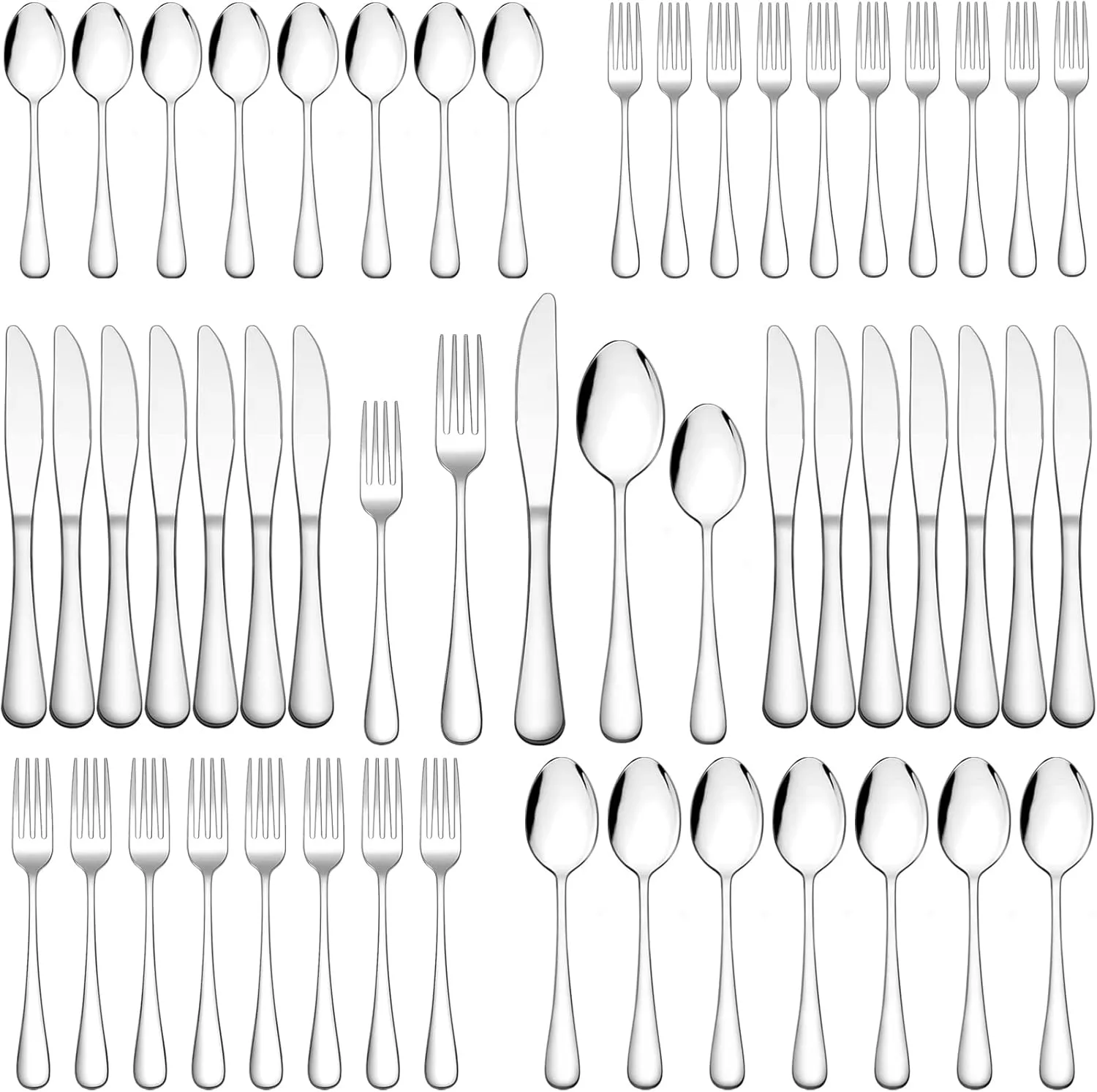 60-Piece Silverware Flatware Cutlery Set, Wildone Stainless Steel Tableware Utensils Service for 12, Include Dinner Knives/Forks/Spoons, Mirror Polished, Dishwasher Safe