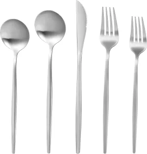 60-Piece Silverware Set for 12, Stainless Steel Flatware, Matte Cutlery Tableware, Kitchen Utensils Include Spoons and Forks, Satin Polished, Dishwasher Safe