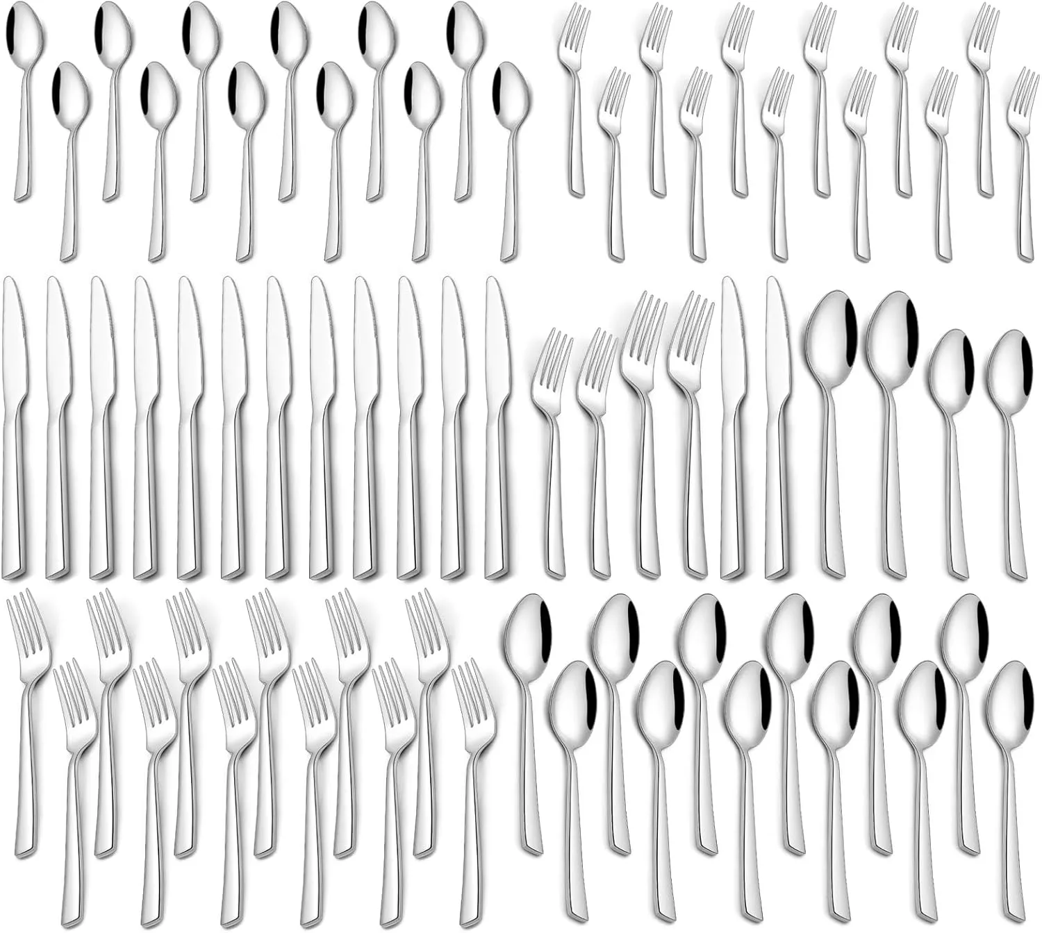 60 Piece Silverware Set For 12, Stainless Steel Flatware/Tableware Set Include Spoons/Forks/Knives, Yoehka Mirror Polished Cutlery Set For Home Kitchen Restaurant Hotel, Durable,Dishwasher Safe