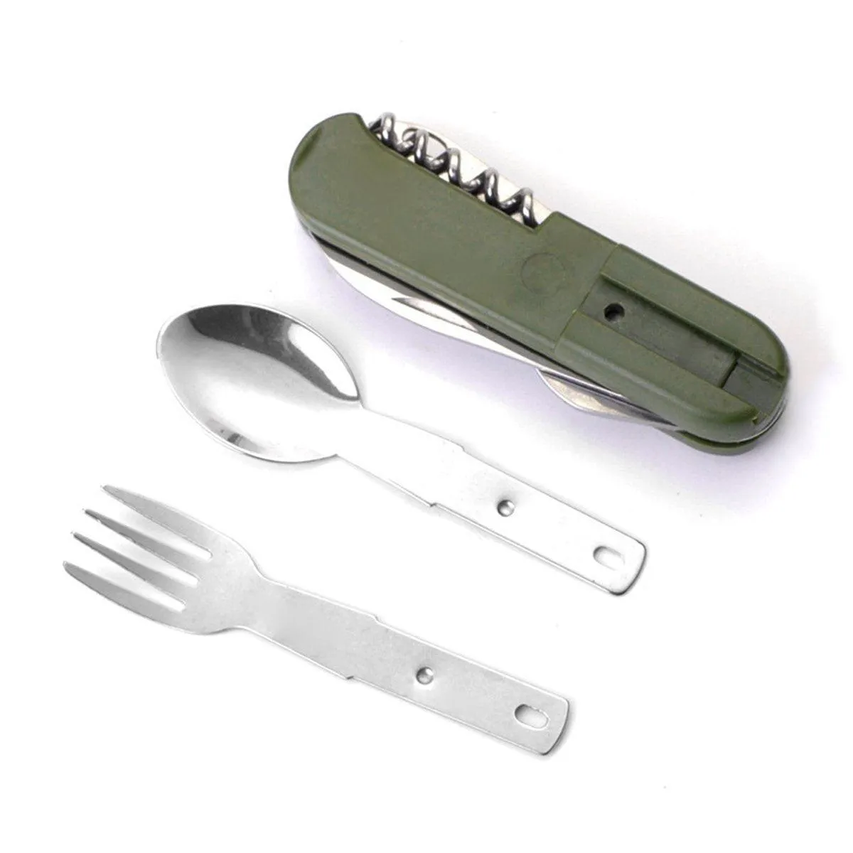 6in1 Portable Folding Knife Fork Spoon Set Outdoor Multi Functional Tableware