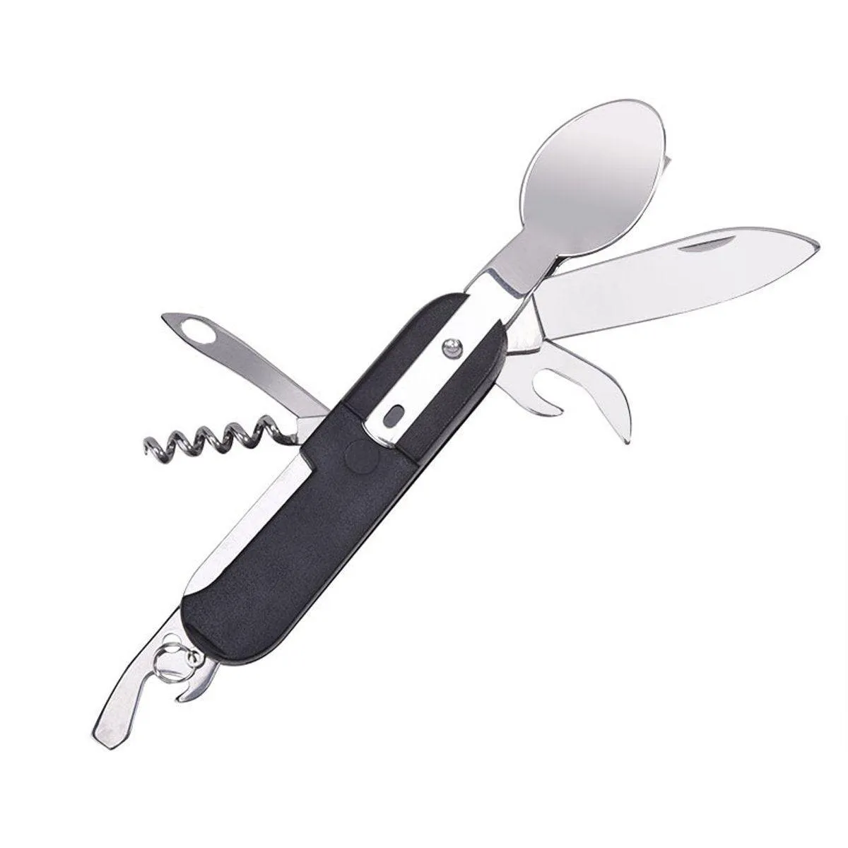 6in1 Portable Folding Knife Fork Spoon Set Outdoor Multi Functional Tableware