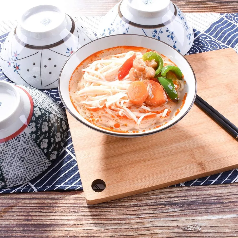 7.5 Inch Asian Ramen Bowls Japanese Noodle Bowls for Ramen Cereal Soup Pho Udon Noodles Deep Noodle Serving Bowls Set of 2
