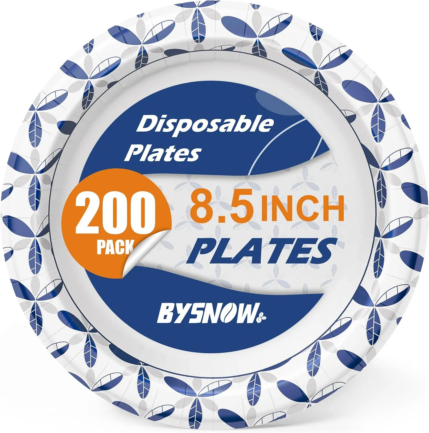 8.5 Inch Paper Plates, 200 Pcs Disposable Plates, Heavy Duty Dinner Bulk Plates wiht Cut Resistant, Soak Proof for Party, Birthday and Picnic