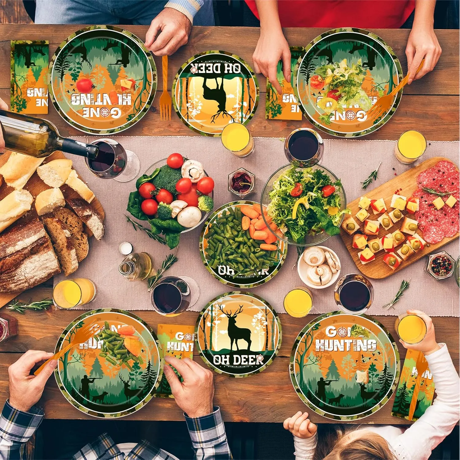 96 Pcs Hunting Camo Party Paper Plates Napkins, Oh Deer Baby Shower Birthday Party Decorations Supplies Disposable Dinnerware Tableware for Kids, Serves 24