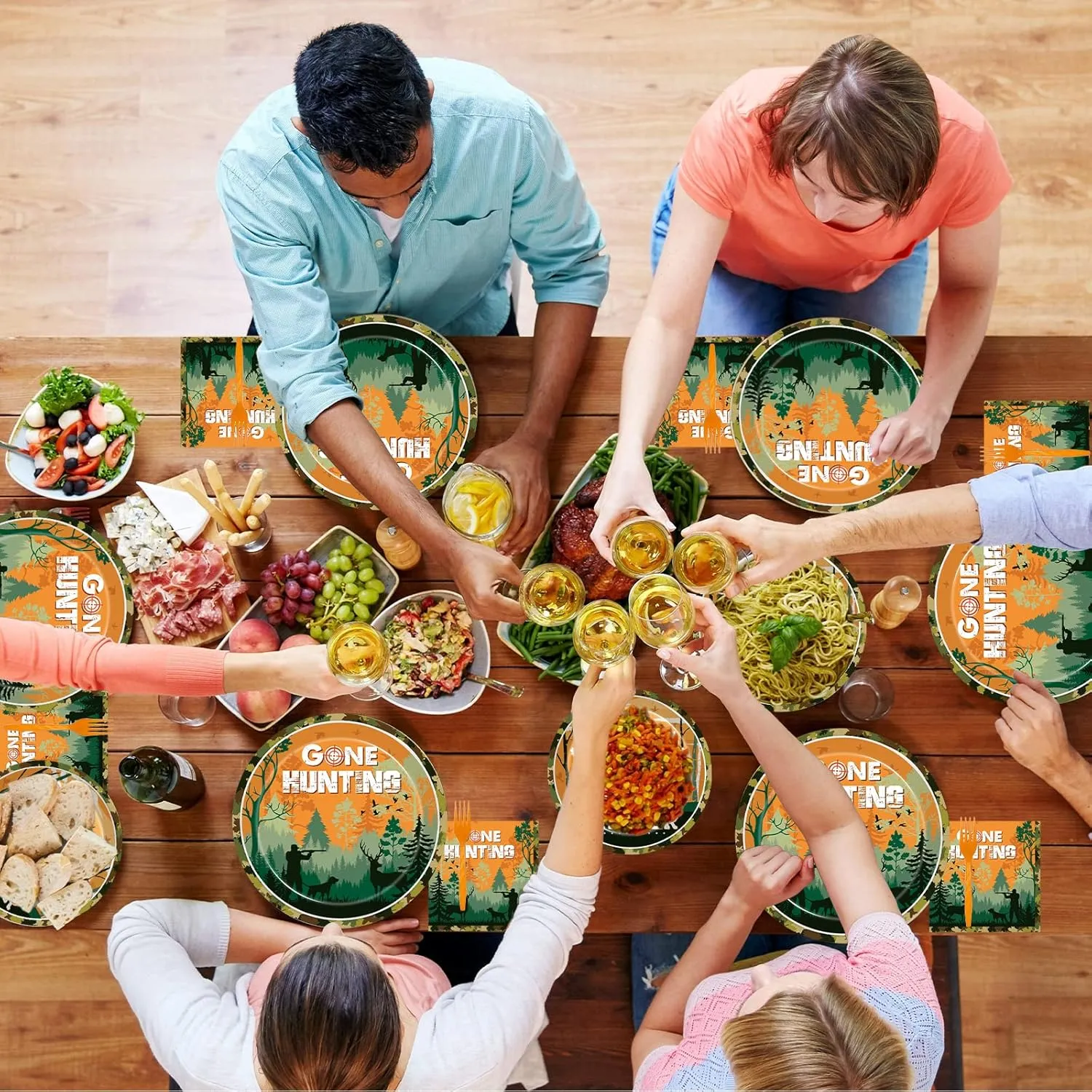 96 Pcs Hunting Camo Party Paper Plates Napkins, Oh Deer Baby Shower Birthday Party Decorations Supplies Disposable Dinnerware Tableware for Kids, Serves 24