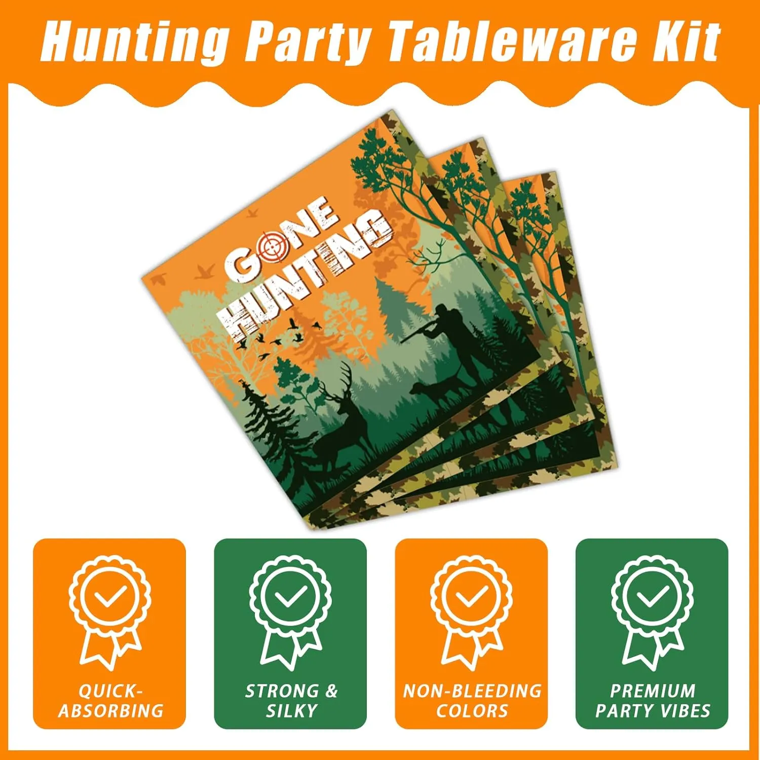 96 Pcs Hunting Camo Party Paper Plates Napkins, Oh Deer Baby Shower Birthday Party Decorations Supplies Disposable Dinnerware Tableware for Kids, Serves 24