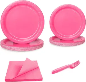 96 Pcs Party Plates, Hot Red Paper Plates and Napkins, Disposable Tableware Set, Party Supplies for Kids Birthday Baby Shower Wedding Picnic, Serve for 24 Guests