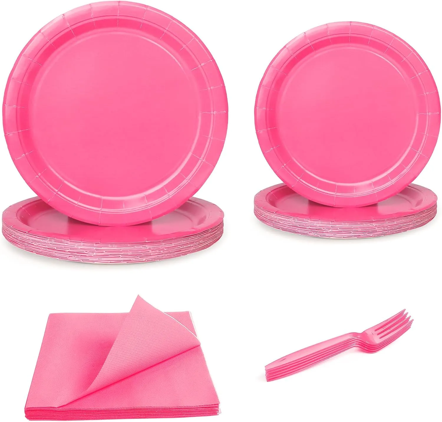 96 Pcs Party Plates, Hot Red Paper Plates and Napkins, Disposable Tableware Set, Party Supplies for Kids Birthday Baby Shower Wedding Picnic, Serve for 24 Guests