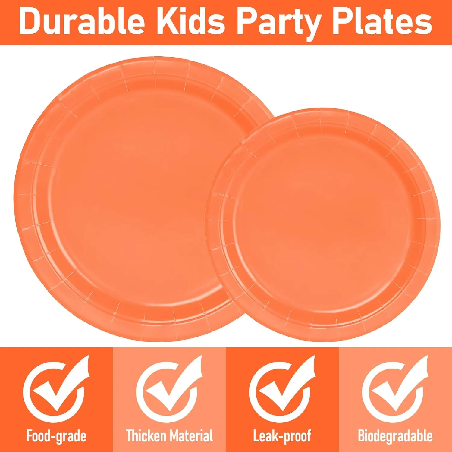 96 Pcs Party Plates, Orange Paper Plates and Napkins, Disposable Tableware Set, Party Supplies for Kids Birthday Baby Shower Wedding Picnic, Serve for 24 Guests