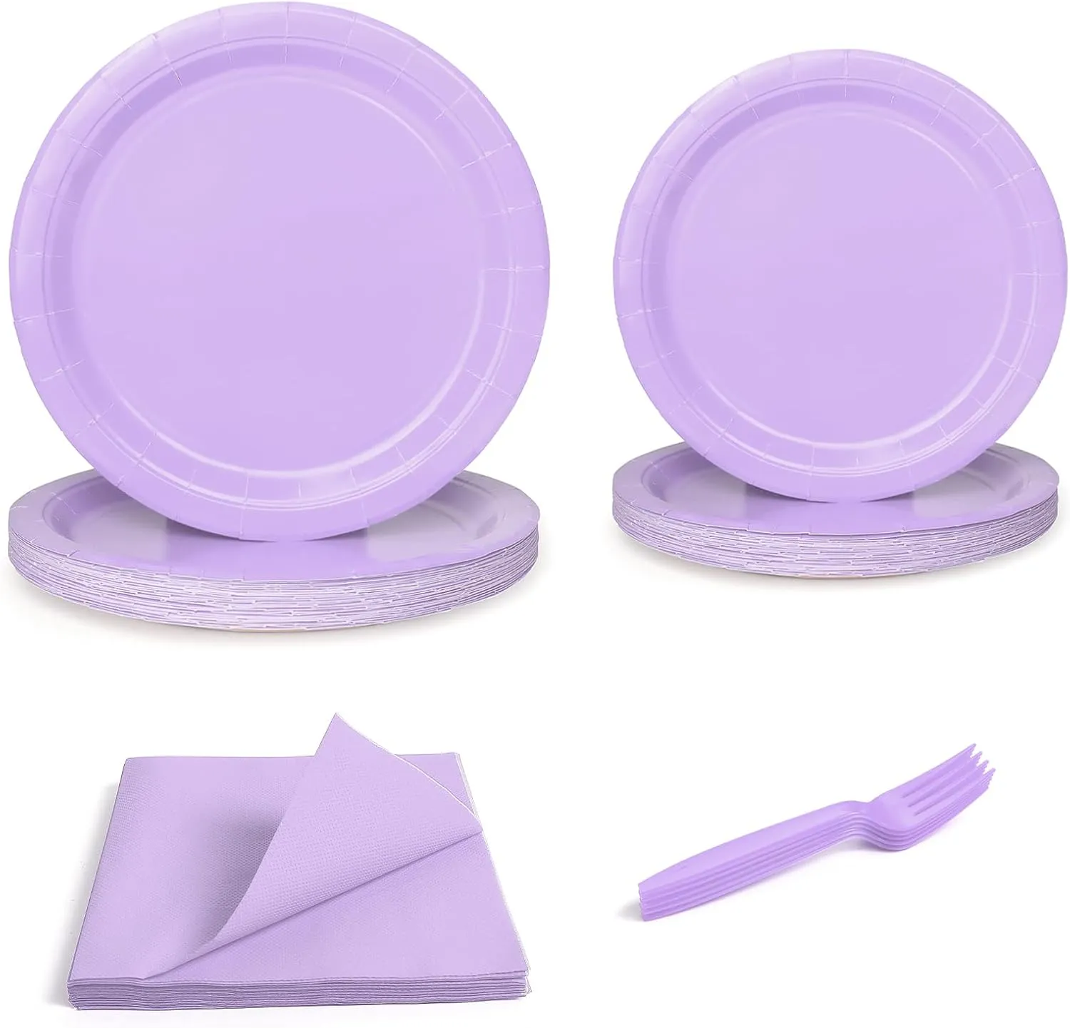 96 Pcs Party Plates, Purple Paper Plates and Napkins, Disposable Tableware Set, Party Supplies for Kids Birthday Baby Shower Wedding Picnic, Serve for 24 Guests