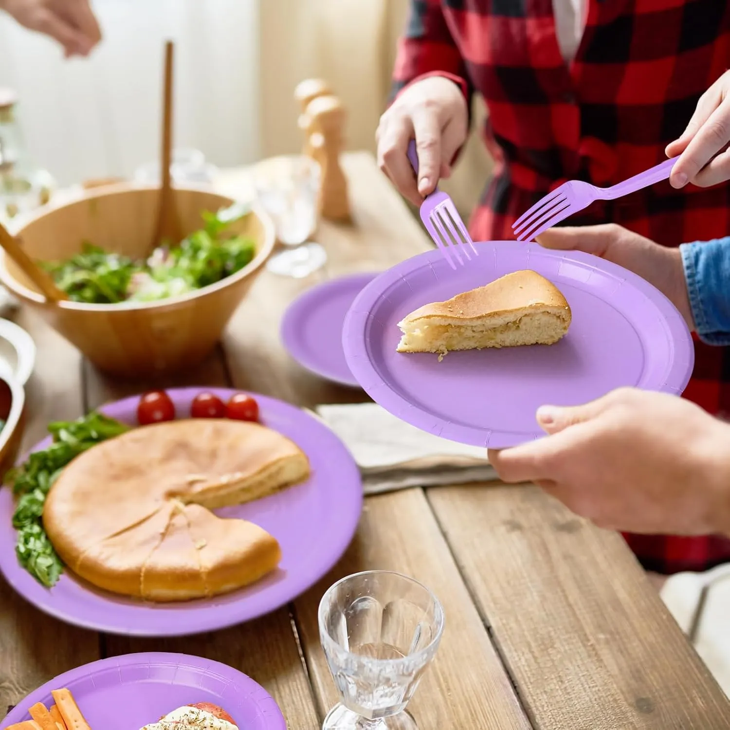 96 Pcs Party Plates, Purple Paper Plates and Napkins, Disposable Tableware Set, Party Supplies for Kids Birthday Baby Shower Wedding Picnic, Serve for 24 Guests