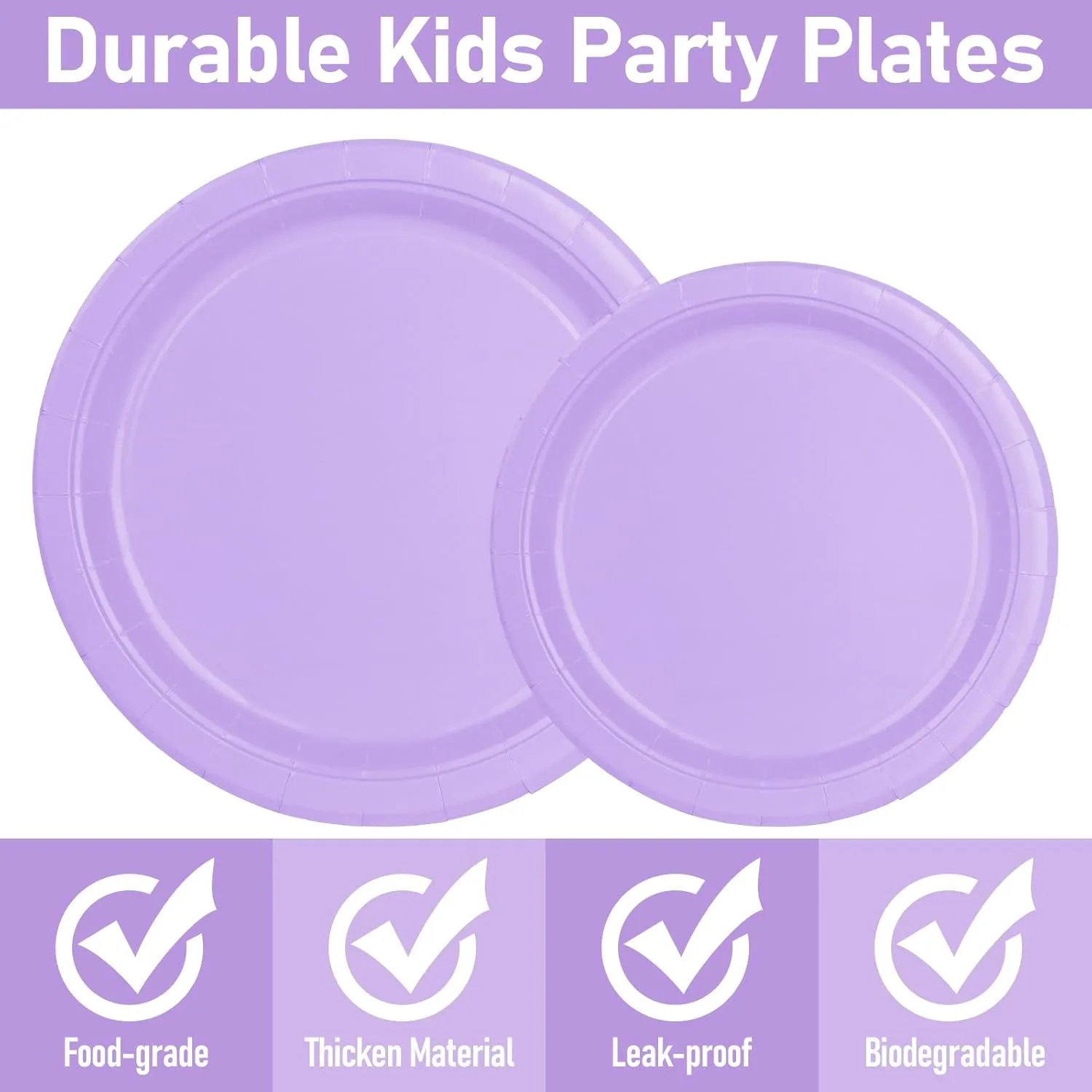 96 Pcs Party Plates, Purple Paper Plates and Napkins, Disposable Tableware Set, Party Supplies for Kids Birthday Baby Shower Wedding Picnic, Serve for 24 Guests