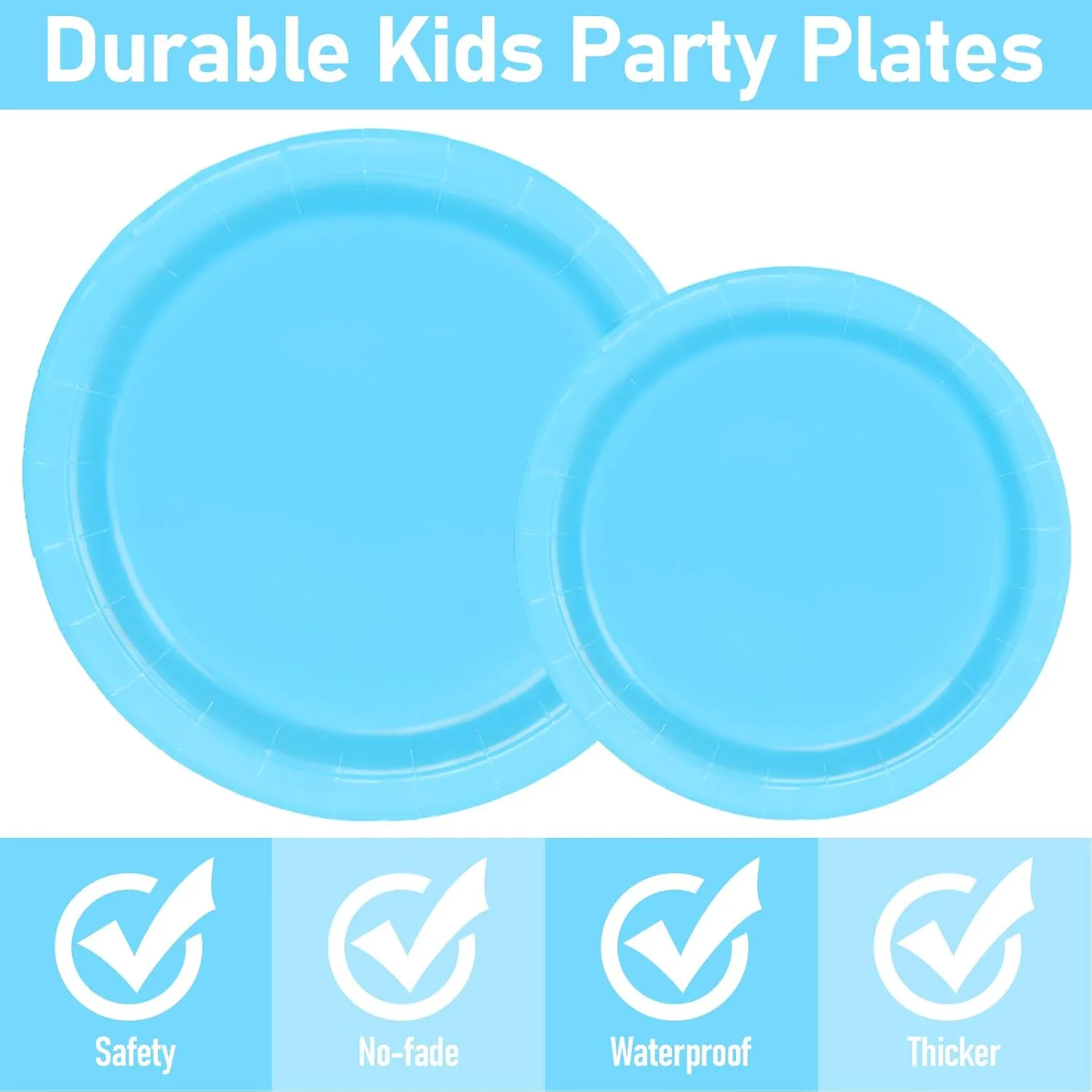 96 Pcs Party Plates,Blue Paper Plates and Napkins, Disposable Tableware Set, Party Supplies for Kids Birthday Baby Shower Wedding Picnic, Serve for 24 Guests