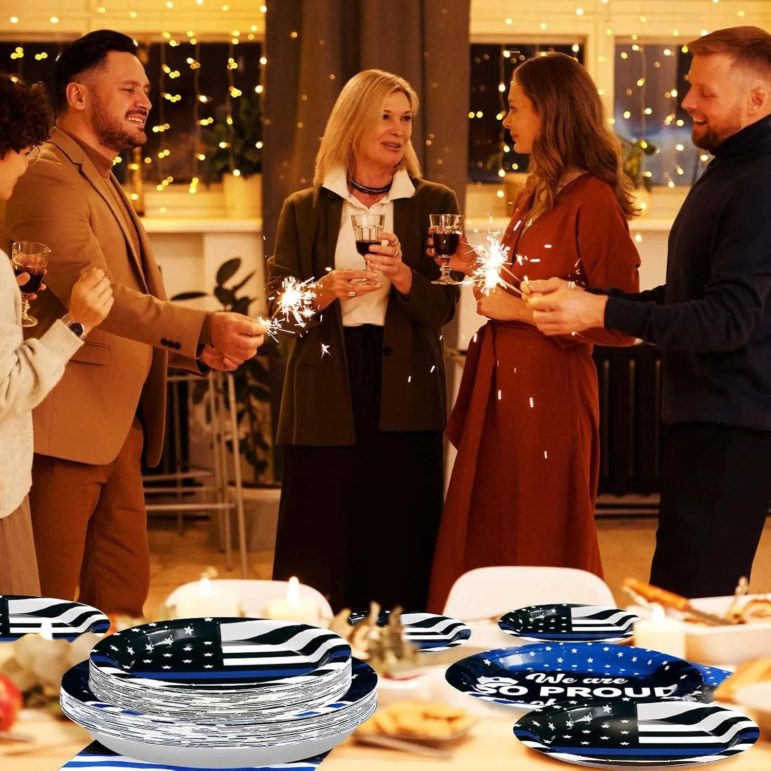 96Pcs Police Academy Graduate Party Supplies We Are So Proud Of You Police Theme Plates and Napkins Congrats Officer Party Decorations for Police Retirement Grad Graduation Promotion Party Serves 24