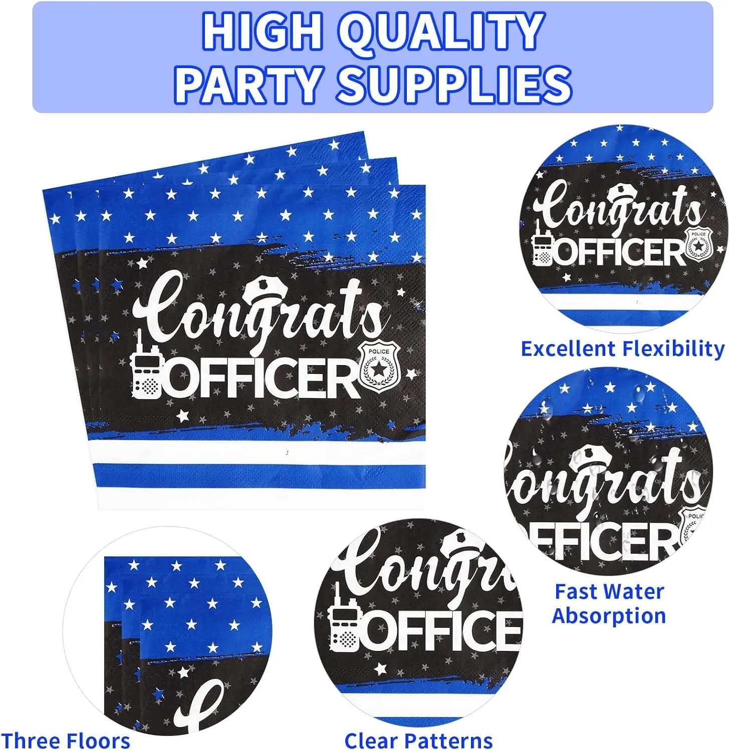 96Pcs Police Academy Graduate Party Supplies We Are So Proud Of You Police Theme Plates and Napkins Congrats Officer Party Decorations for Police Retirement Grad Graduation Promotion Party Serves 24