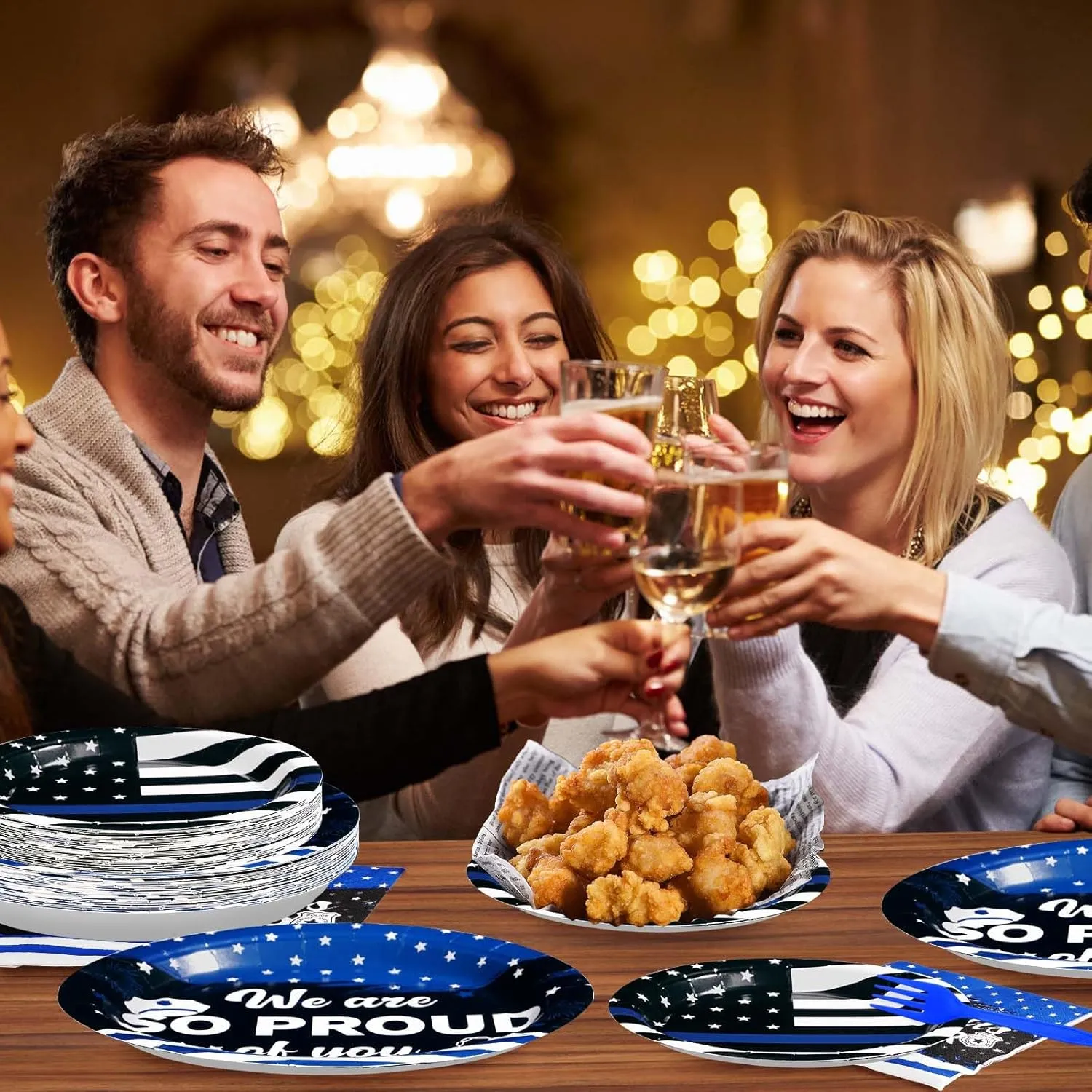 96Pcs Police Academy Graduate Party Supplies We Are So Proud Of You Police Theme Plates and Napkins Congrats Officer Party Decorations for Police Retirement Grad Graduation Promotion Party Serves 24