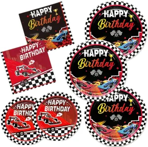 96Pcs Race Car Birthday Party Decorations Racing Car Birthday Party Plates for Boys Racing Car Birthday Decorations Race Car Party Boys Birthday Party Supplies