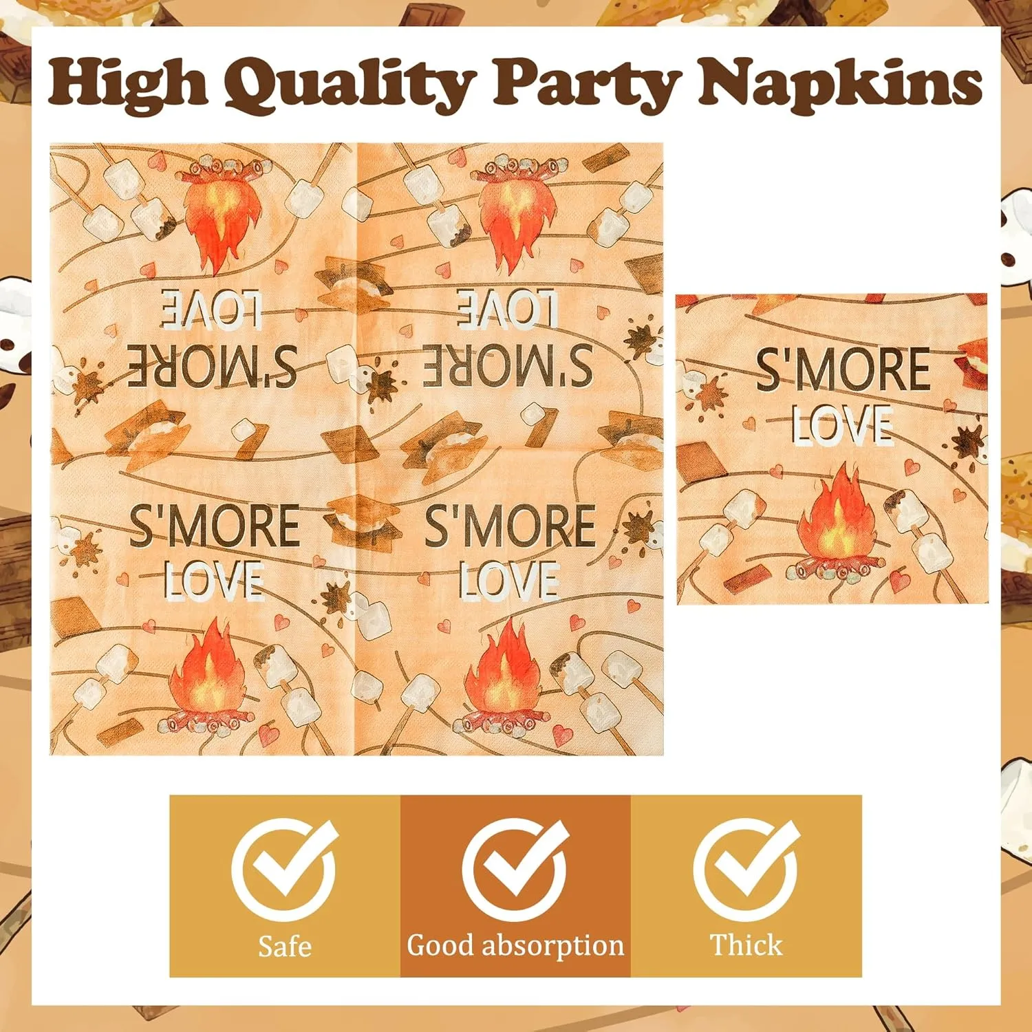 96Pcs S’Mores Camping Party Plates Supplies - S’More Love Fun Party Tableware Decorations Campfire Disposable Paper Plates Napkin Fork for Kid Camper Christmas Birthday Baby Shower, Serves 24