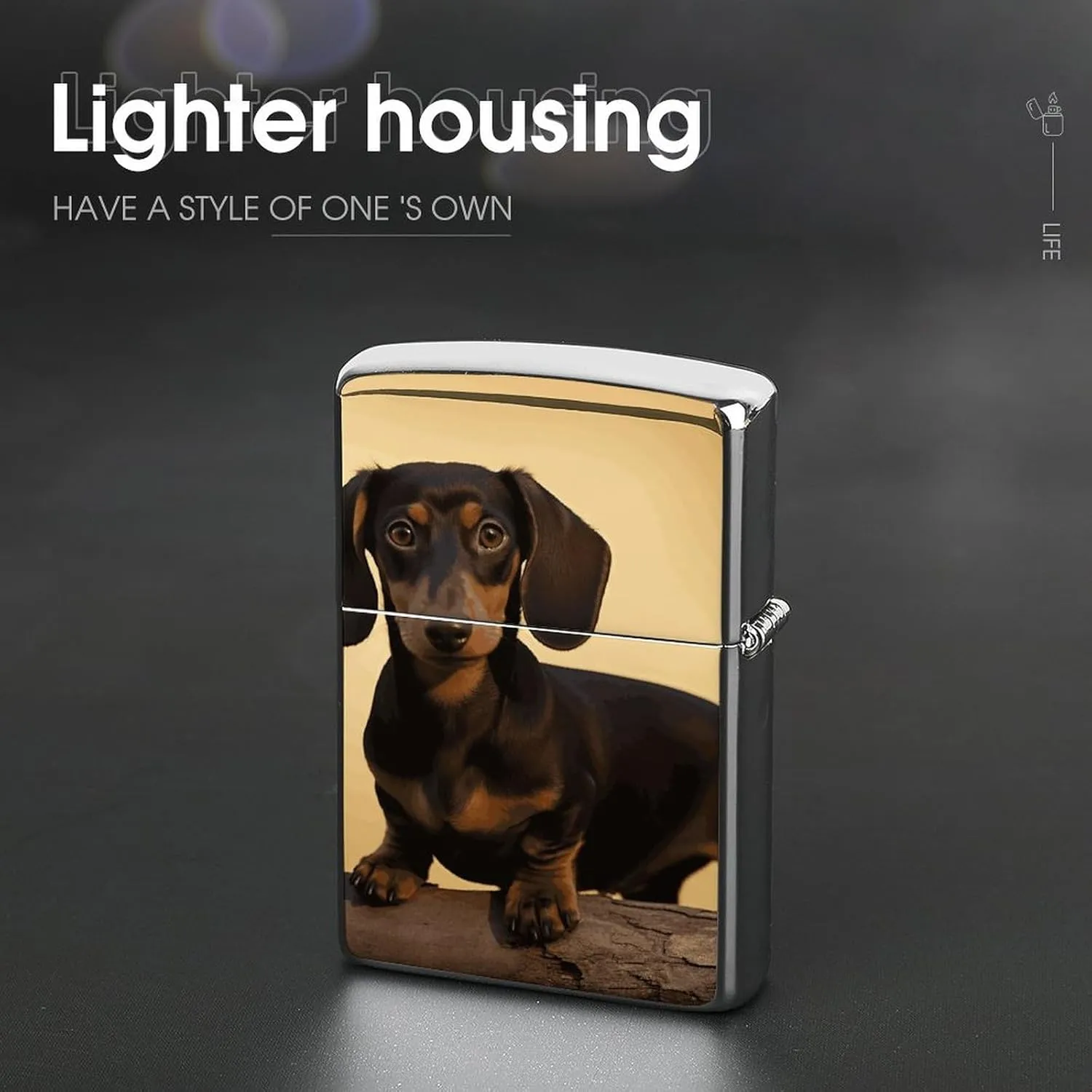 A Cute Dachshund Lighter Case Waterproof Lighter Sleeve Lighters Protective Cover with Graffiti Design