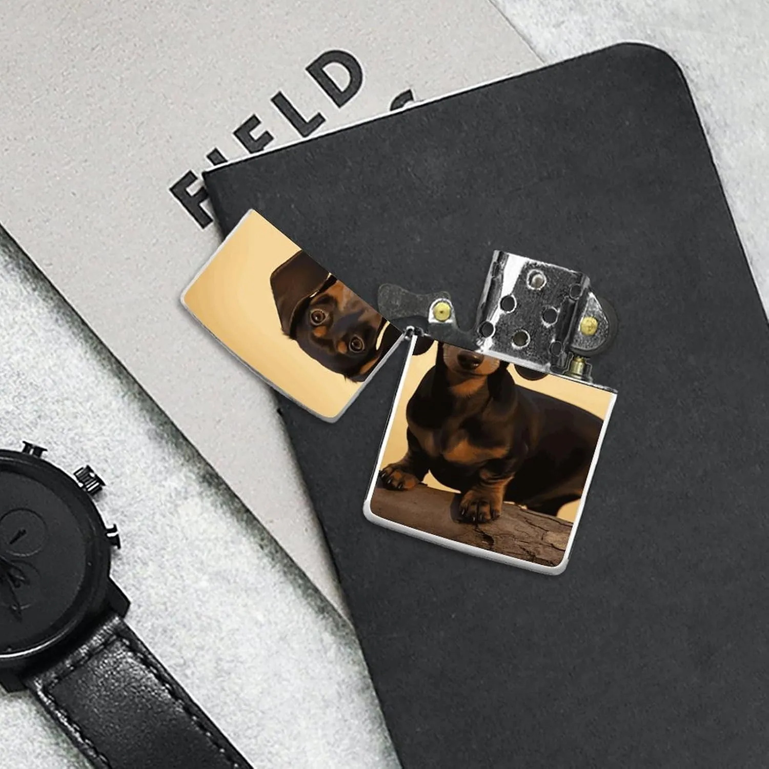 A Cute Dachshund Lighter Case Waterproof Lighter Sleeve Lighters Protective Cover with Graffiti Design