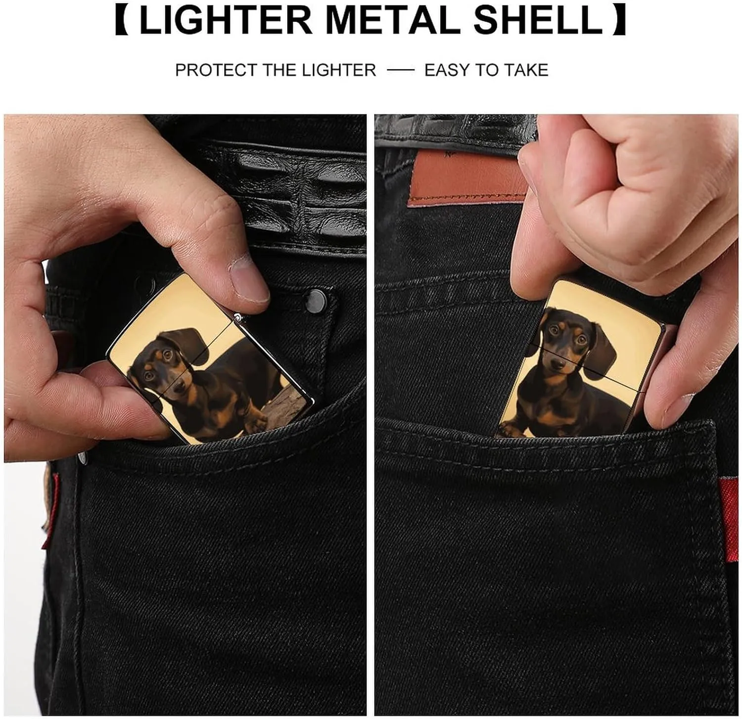 A Cute Dachshund Lighter Case Waterproof Lighter Sleeve Lighters Protective Cover with Graffiti Design