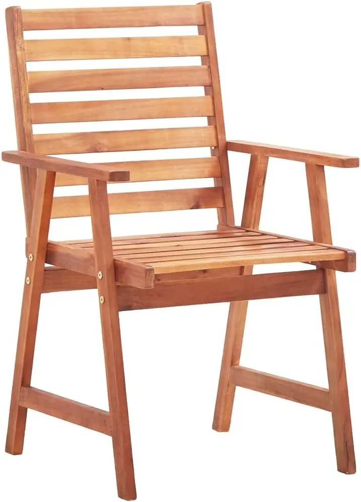 Acacia Wood Patio Dining Chairs Set of 2 with Green Cushions, Outdoor Furniture for Garden Terrace Poolside, Rustic Solid Wood Lounge Chairs for Camping Beach Backyard