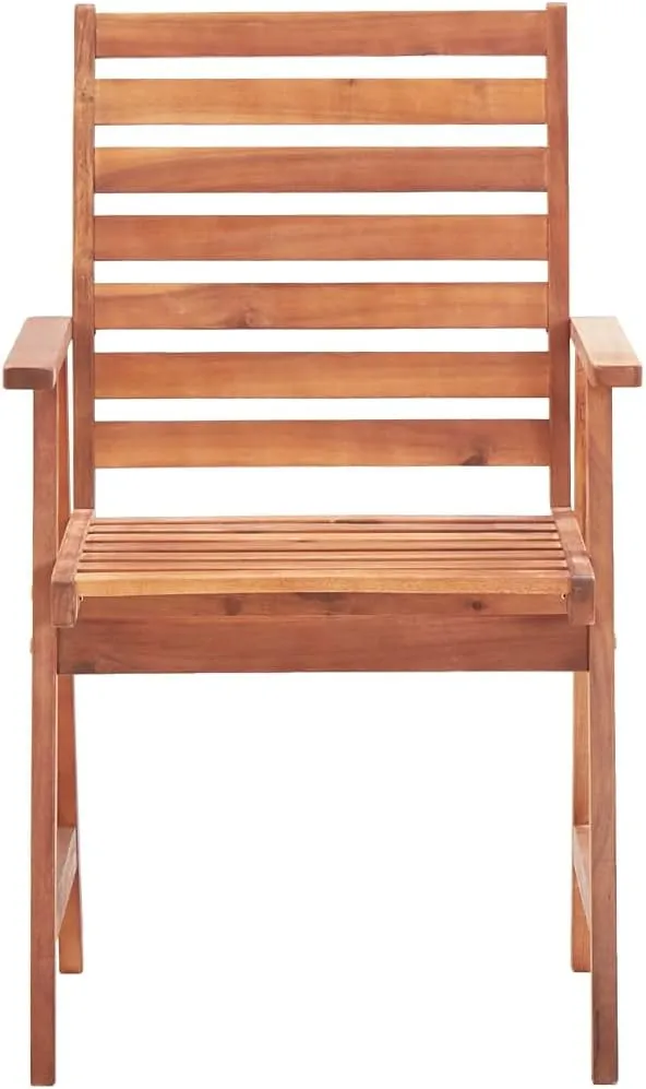 Acacia Wood Patio Dining Chairs Set of 2 with Green Cushions, Outdoor Furniture for Garden Terrace Poolside, Rustic Solid Wood Lounge Chairs for Camping Beach Backyard