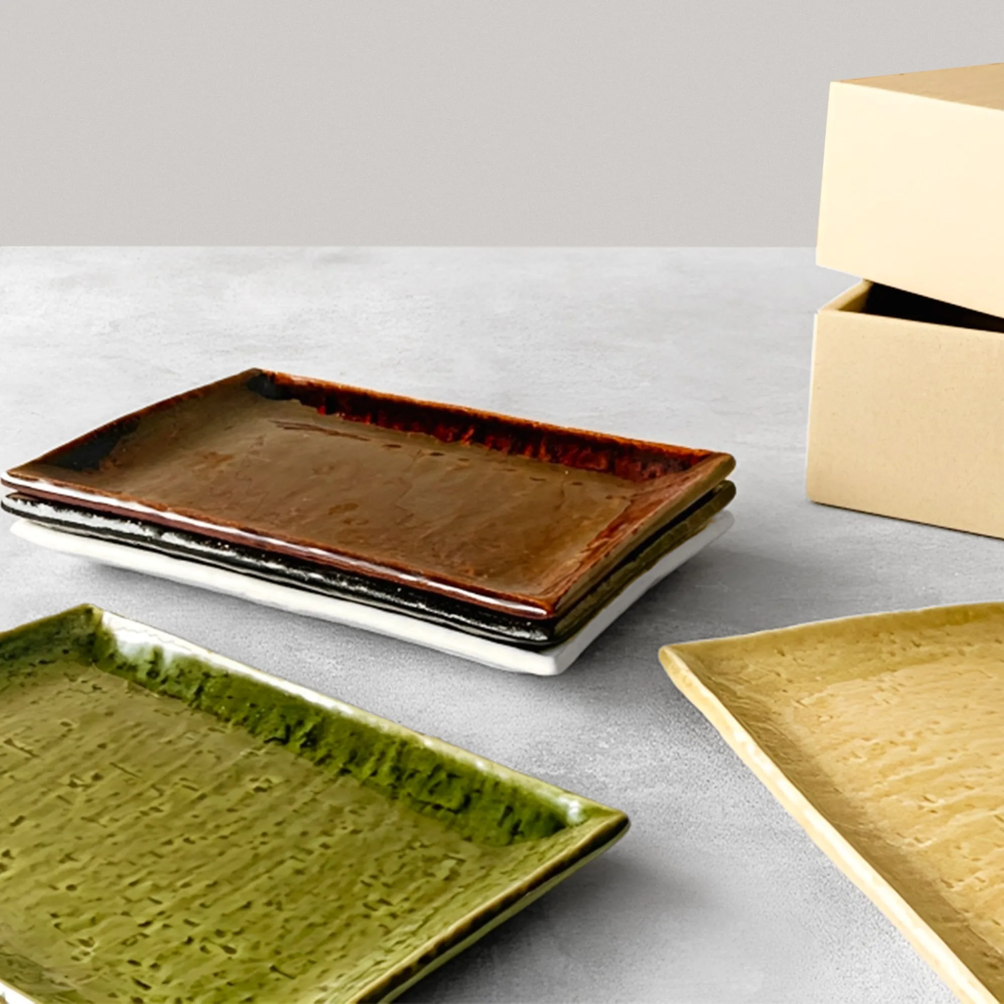 Ajiwai Ceramic Plates Set of 5 With Gift Box Made In Japan