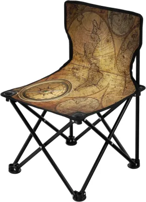 ALAZA Old Compass Vintage World Map Camping Chair Portable Folding Chairs for Beach Picnic Supports up to 220lbs