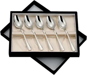 ALFACT Dinner Cutlery Set, 5 Pieces, 18-10 Stainless Steel, Made in Japan, Marian Gift Wrapping Spoon, Elegant Form and Smooth Finish
