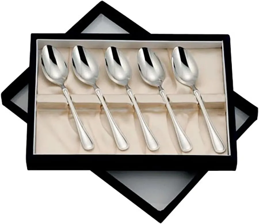ALFACT Dinner Cutlery Set, 5 Pieces, 18-10 Stainless Steel, Made in Japan, Marian Gift Wrapping Spoon, Elegant Form and Smooth Finish