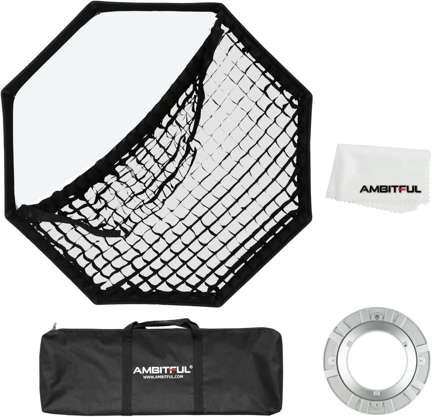 AMBITFUL FW95 95cm/37inch Octagon Honeycomb Grid Bowens softbox, with Honeycomb Grid   Carrying Bag, for Bowens Mount lamp(FW95 95cm/37inch)