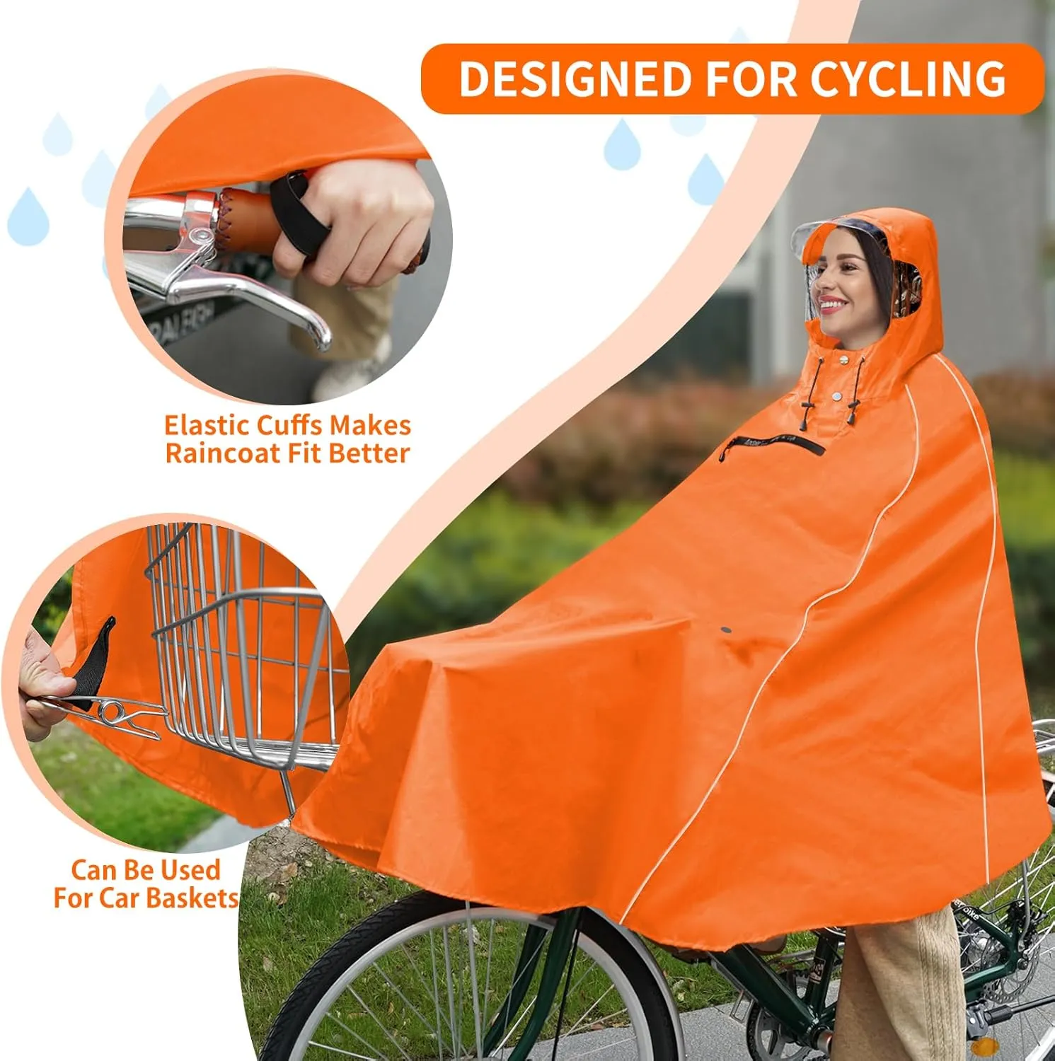 Andake Hooded Rain Poncho for Adults Waterproof Lightweight Raincoat for Men & Women Reusable Rain Ponchos for Cycling