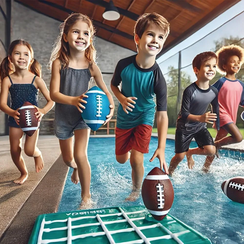 AppleRound 3-Pack 8-Inch Waterproof Footballs for Pool, Beach, & Backyard - Ideal for Water & Land Play - Ball Pump Included, Pee-Wee Junior Size for Kids & Teens