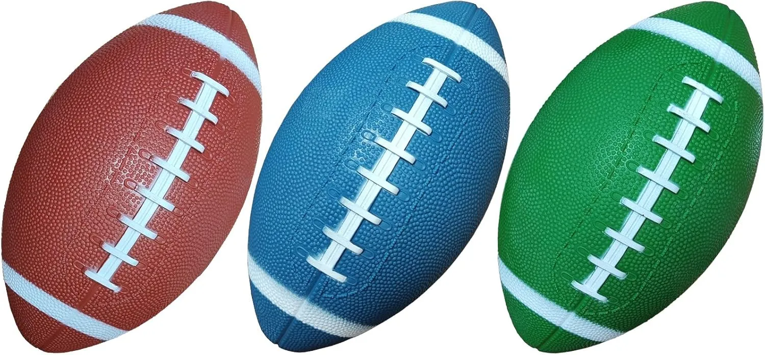 AppleRound 3-Pack 8-Inch Waterproof Footballs for Pool, Beach, & Backyard - Ideal for Water & Land Play - Ball Pump Included, Pee-Wee Junior Size for Kids & Teens