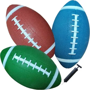AppleRound 3-Pack 8-Inch Waterproof Footballs for Pool, Beach, & Backyard - Ideal for Water & Land Play - Ball Pump Included, Pee-Wee Junior Size for Kids & Teens