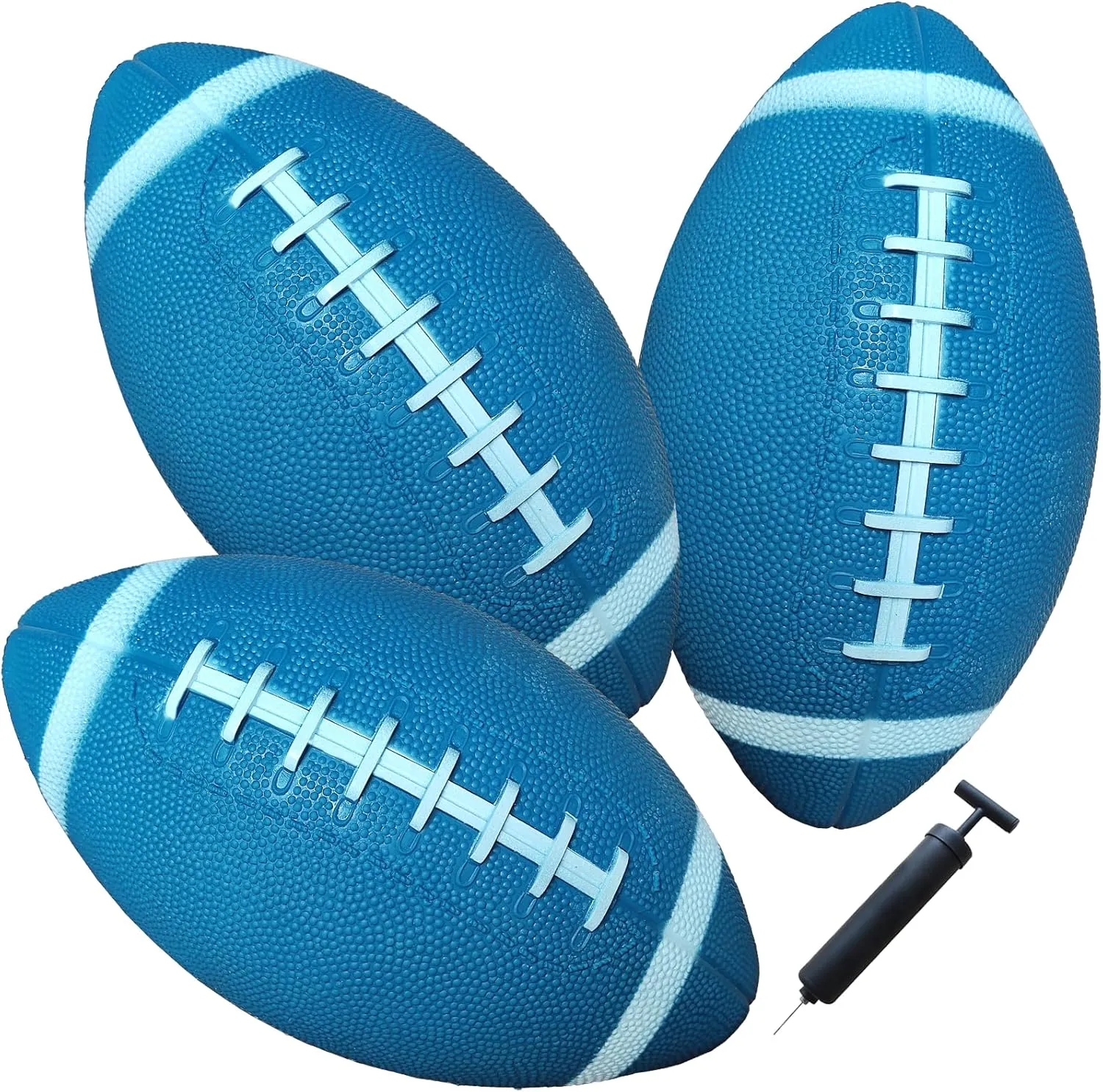 AppleRound 3-Pack 8-Inch Waterproof Footballs for Pool, Beach, & Backyard - Ideal for Water & Land Play - Ball Pump Included, Pee-Wee Junior Size for Kids & Teens