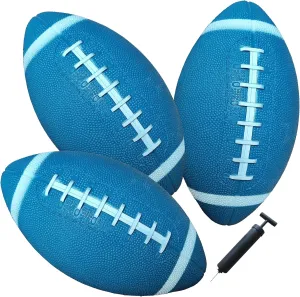 AppleRound 3-Pack 8-Inch Waterproof Footballs for Pool, Beach, & Backyard - Ideal for Water & Land Play - Ball Pump Included, Pee-Wee Junior Size for Kids & Teens