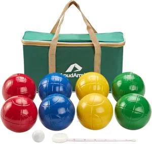 ApudArmis 100mm Bocce Balls Set, Lighter Outdoor Bocce Game for Backyard/Lawn/Beach - Set of 8 Soft PE Balls & 1 Pallino & Nylon Carrying Case & Measuring Tape for Kids Teens Beginners
