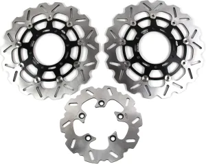 Arashi Front Rear Brake Discs Rotors for Suzuki GSXR 1000 2009-2015 K9 Motorcycle Replacement Accessories GSXR1000 GSX-R1000 GSX-R 1000 Black 2010 2011 2012 2013 2014