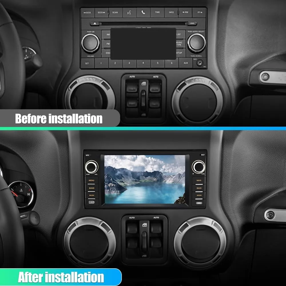 AWESAFE Android Car Stereo for Jeep Wrangler Radio 2007-2018 Chrysler Dodge Ram 1500 with Wireless Carplay, 7 Inch Touch Screen for Jeep Car Radio with WiFi GPS FM Radio   Backup Camera