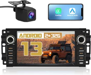 AWESAFE Android Car Stereo for Jeep Wrangler Radio 2007-2018 Chrysler Dodge Ram 1500 with Wireless Carplay, 7 Inch Touch Screen for Jeep Car Radio with WiFi GPS FM Radio   Backup Camera