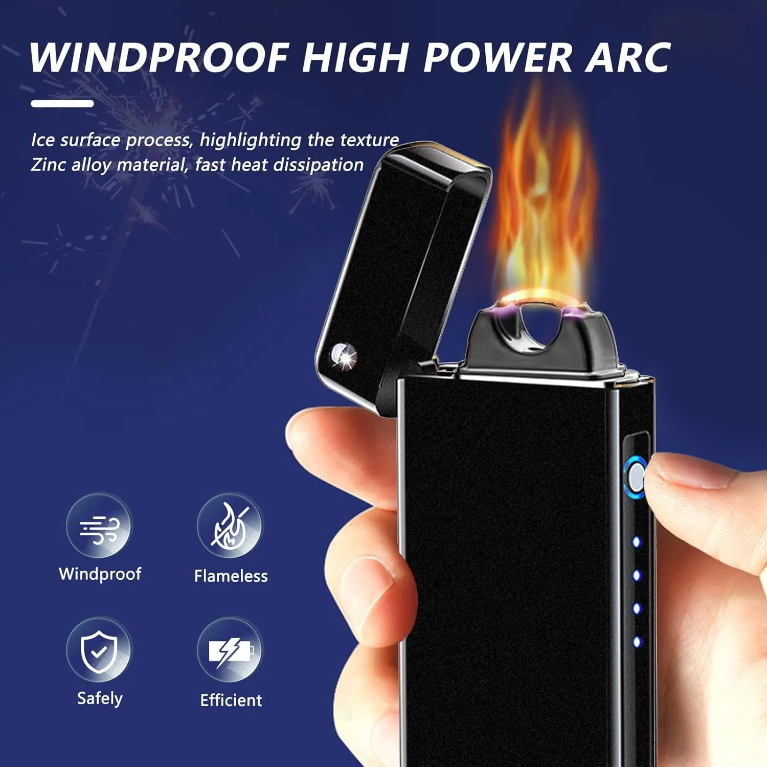 BABOBIU Electric Arc Lighter - USB Rechargeable, Plasma, Windproof, Unique Cool Lighter with Upgraded Capacity Battery for Candles, Incense, Fireworks (Frosted Black)