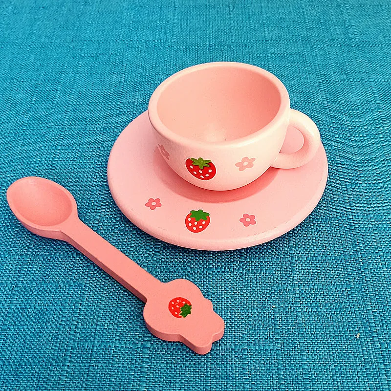 Baby birthday gift simulation kitchen accessories tableware cup discs set children's class home cooking wooden toys