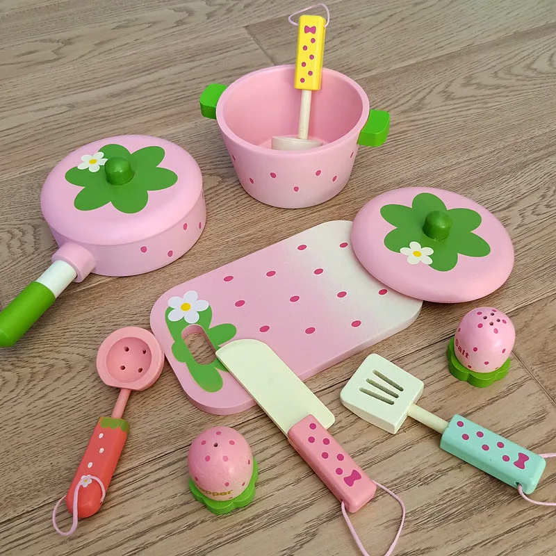 Baby birthday gift simulation kitchen accessories tableware cup discs set children's class home cooking wooden toys
